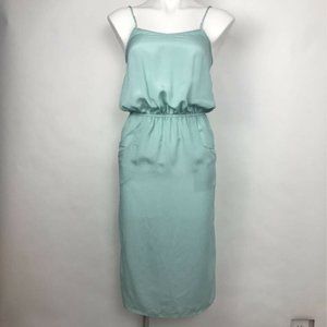 BLQ Blouson Dress Sea Green Midi Spaghetti Strap 0